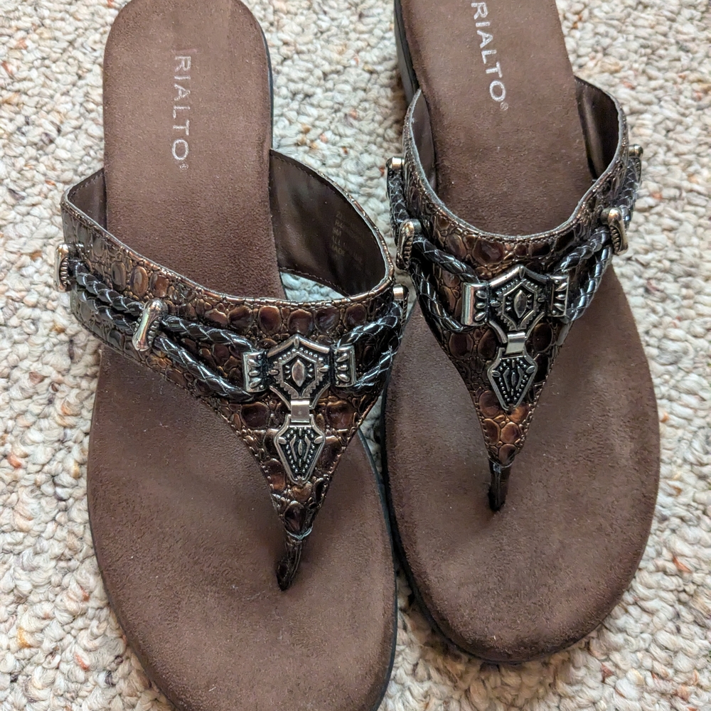 Rialto Brown Embellished Women's Sandals
